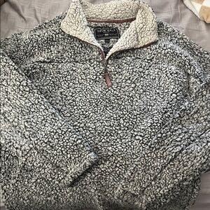 True Grit Men's Zip Up Sherpa Sweater - Gray and Cream